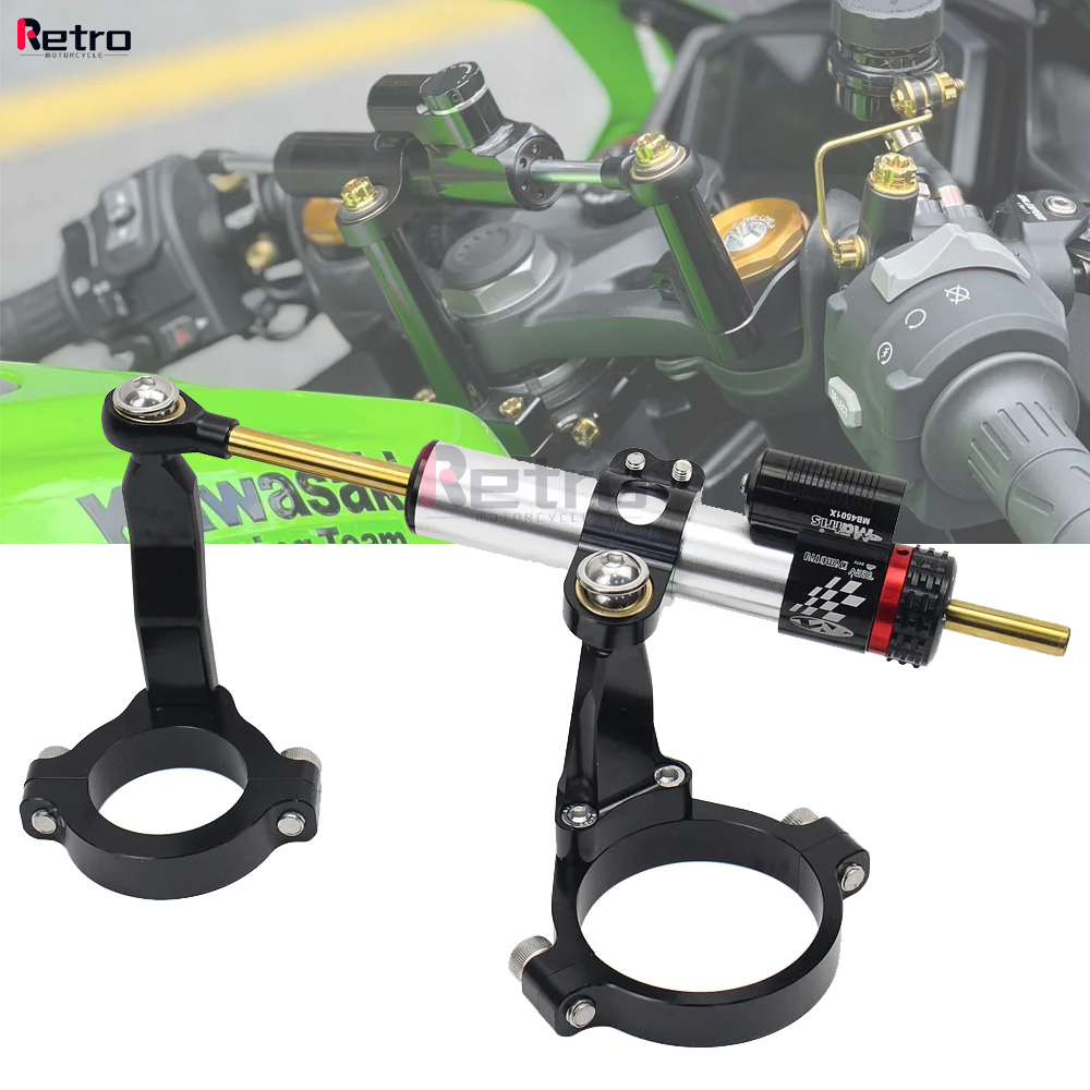 Steering Damper Stabilizer Kit Cnc - ชุดติดตั้งโช้คกันสะบัดสำหรับรถมอเตอร์ไซค์ KAWASAKI NINJA ZX-4R ZX-4RR ZX4R